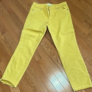 Loft yellow skinny crop cotton pants